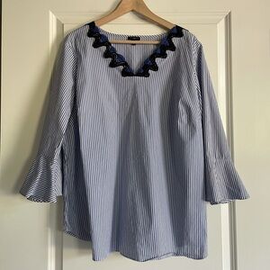 T Talbots V-Neck Top with Embroidery Detail